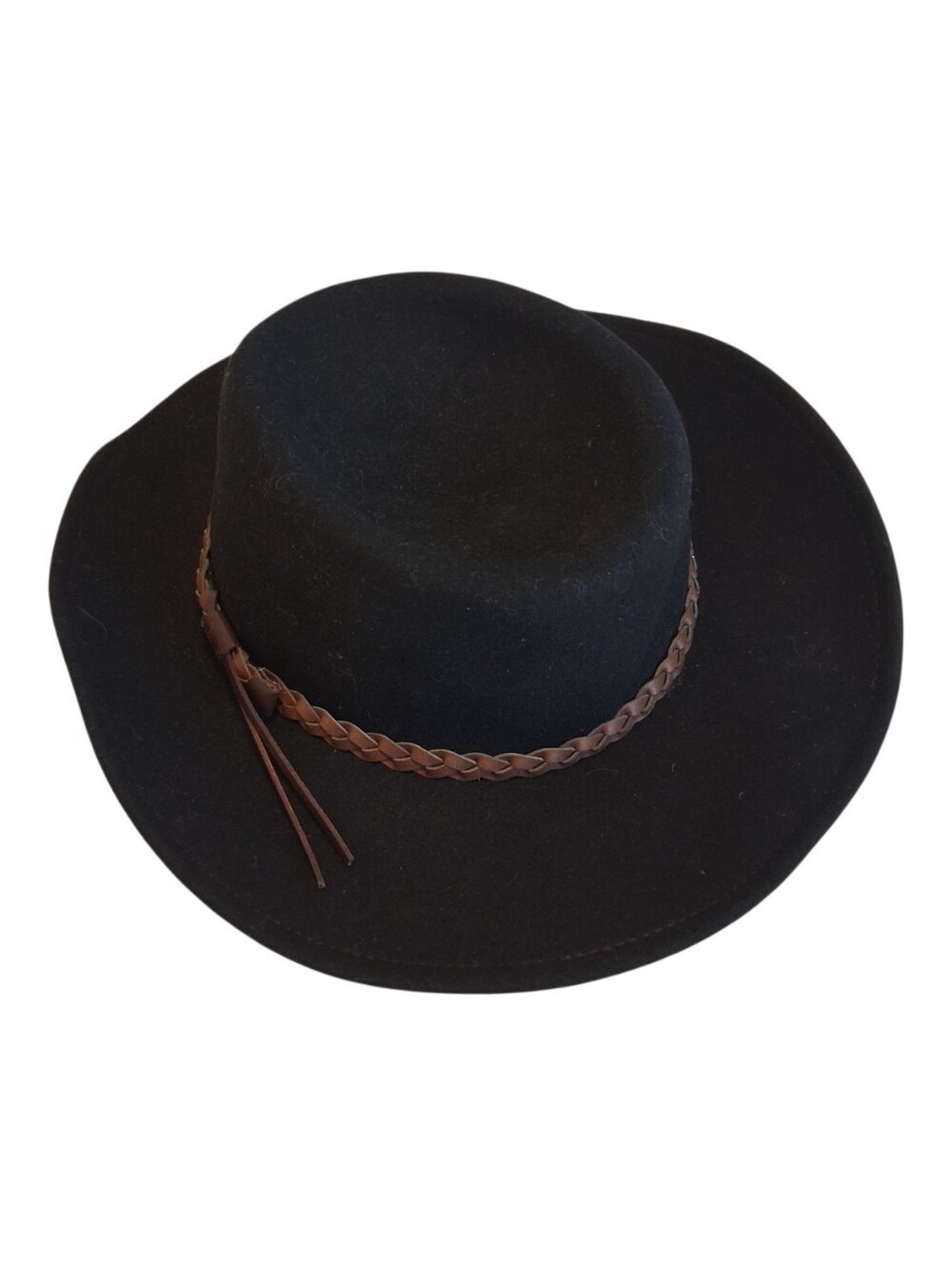 Orvis Wool Felt Gambler Style Western Fedora Hat One Size Black